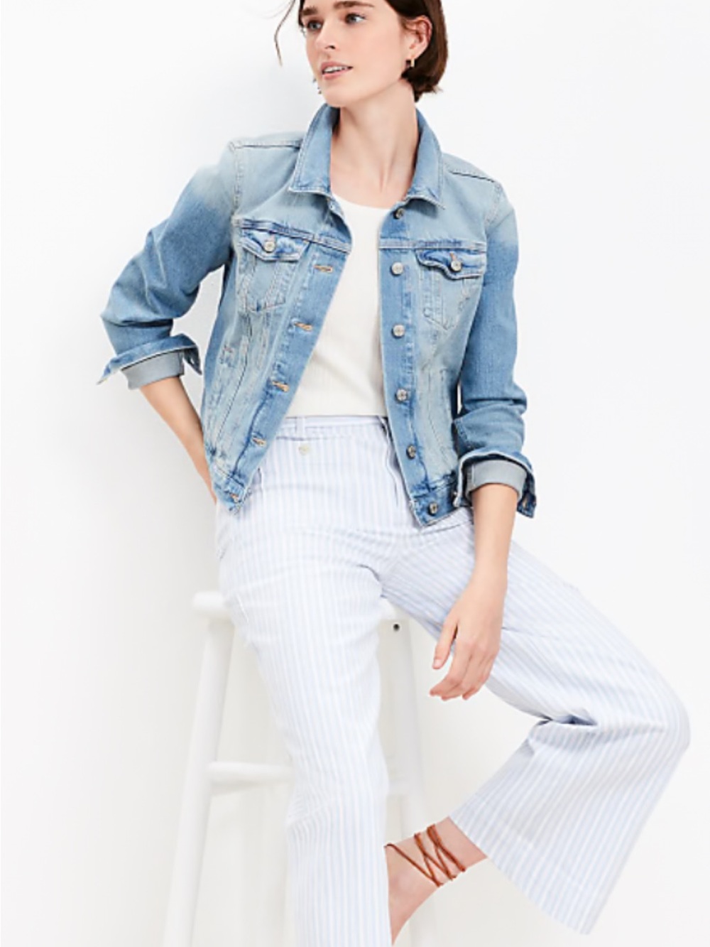 LOFT Washed Light Blue Denim Jacket